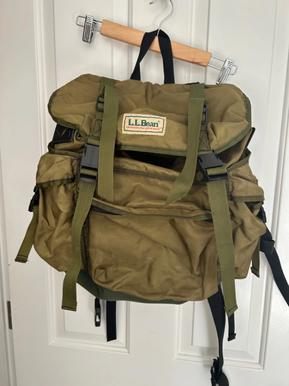 80s LL Bean Continental Backpack Ruck Sack - Vintage - Hiking - Khaki Green